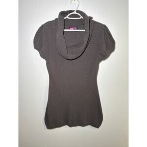 Say What cowl neck puff sleeve knit tunic top womens XL y2k preppy classic